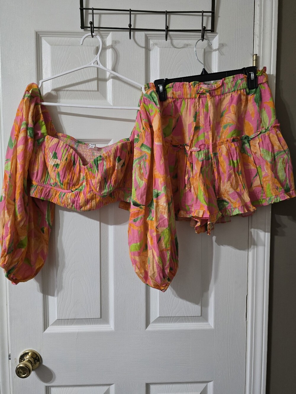 Rahi x Anthropologie Two Piece Matching Tropical Beachy Summer Set, Size Large.